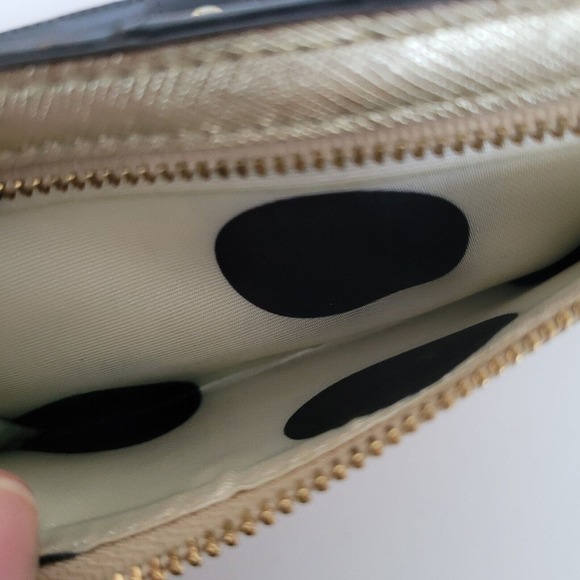 Kate Spade Clutch Wallet Gold Champaign Metalic Saffiano Logo Large Bifold Fair - Picture 5 of 12